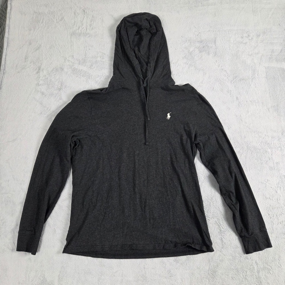 Polo Ralph Lauren Hoodie Mens Large Grey Excellent Long Sleeve Pony Logo Tee
